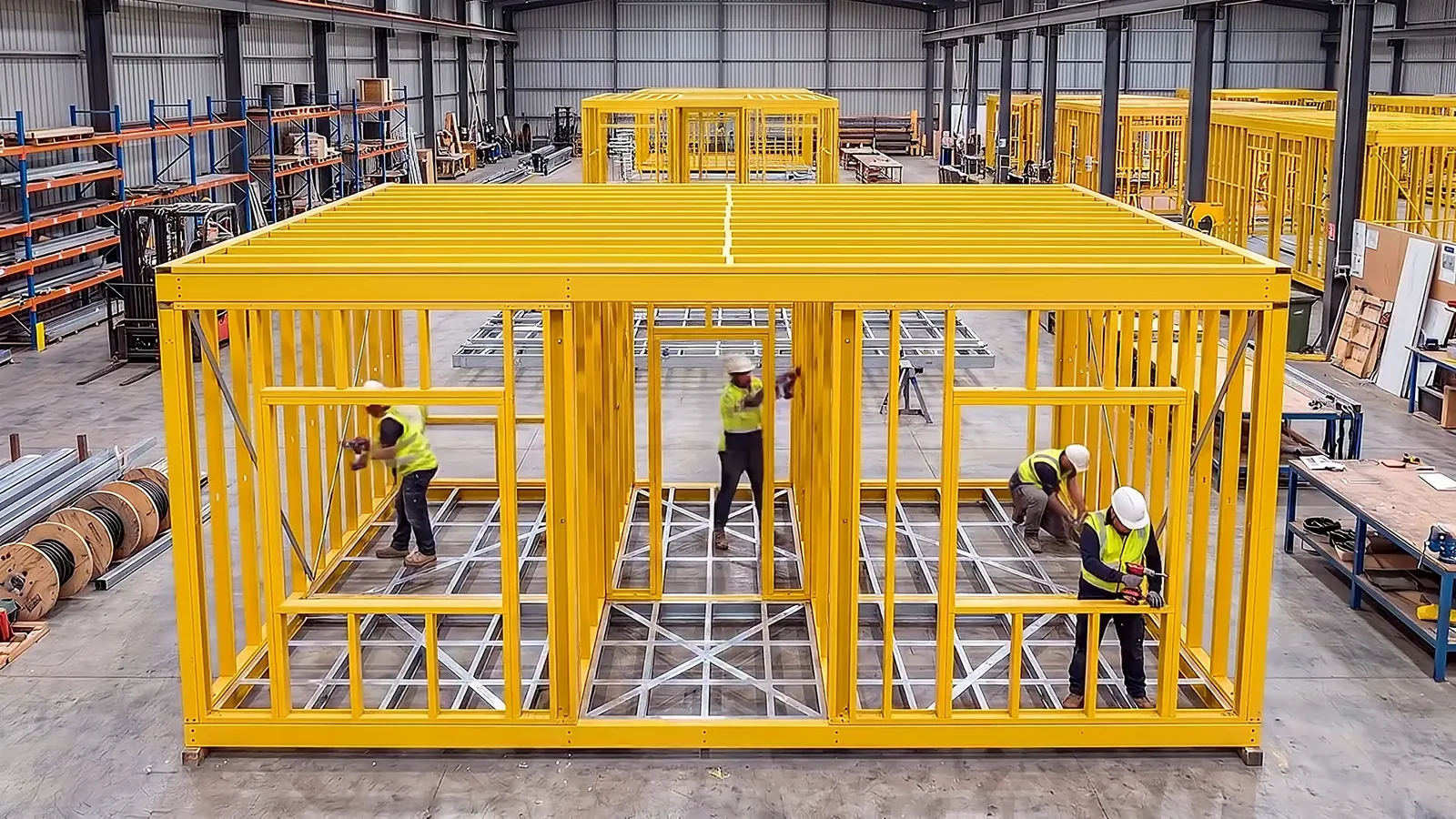 A Made module being manufactured and fitted inside the controlled factory environment